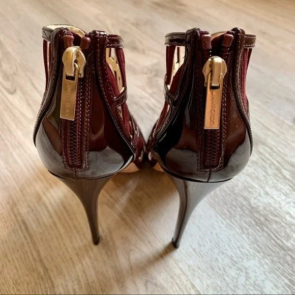 Jimmy Choo Vector Patent Cut Out Caged Suede Heels - Picture 3 of 6